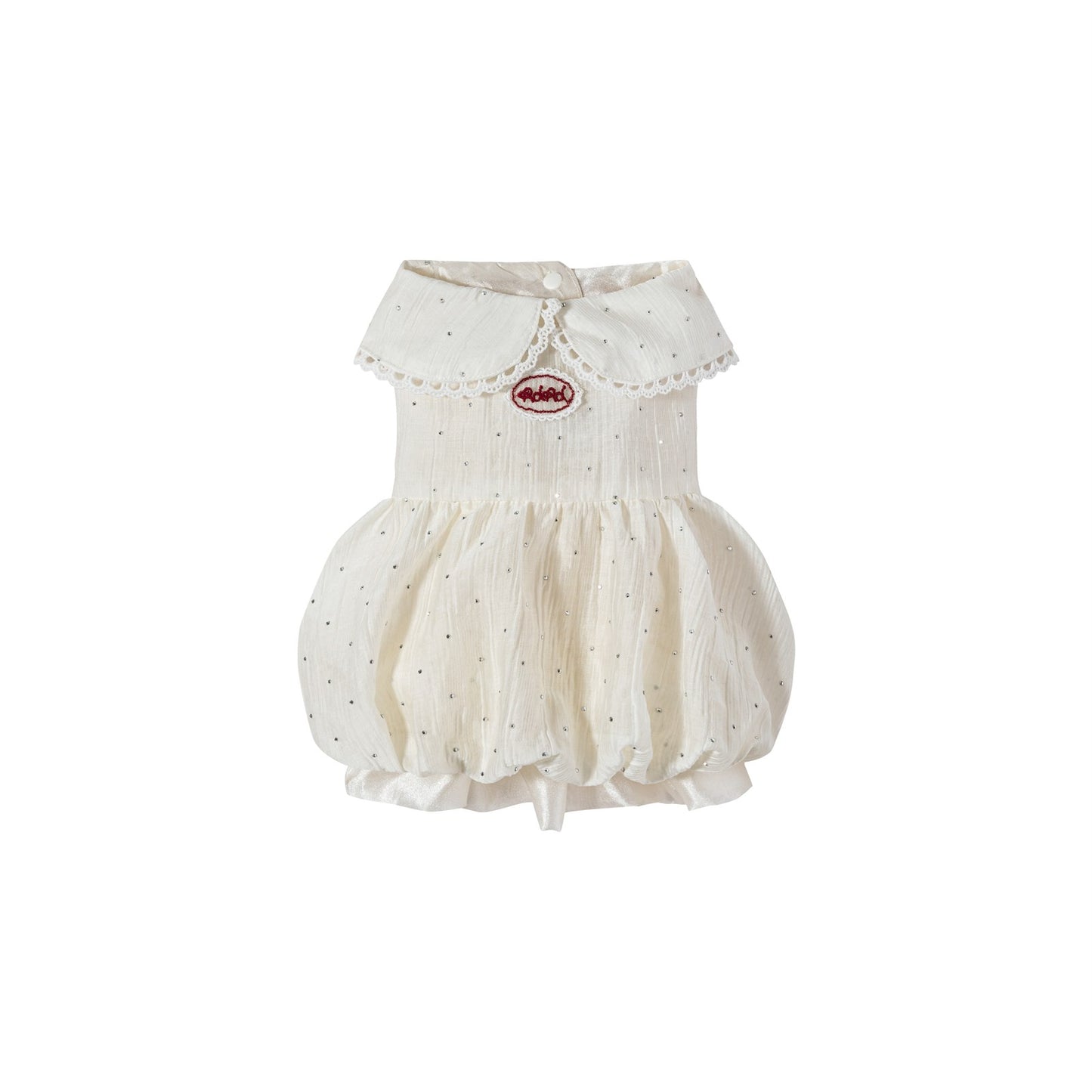 RoiRoi Ivory Sparkle Flower-Bud Pet Dress