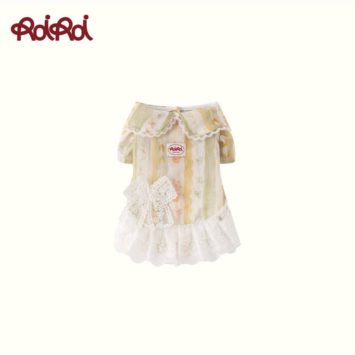 RoiRoi Cream Floral Lace-Bow Pet Dress