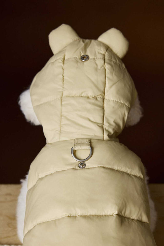Tawney Bear Bear Ear Zip-Up Down Jacket for Small Dogs (Beige Version)