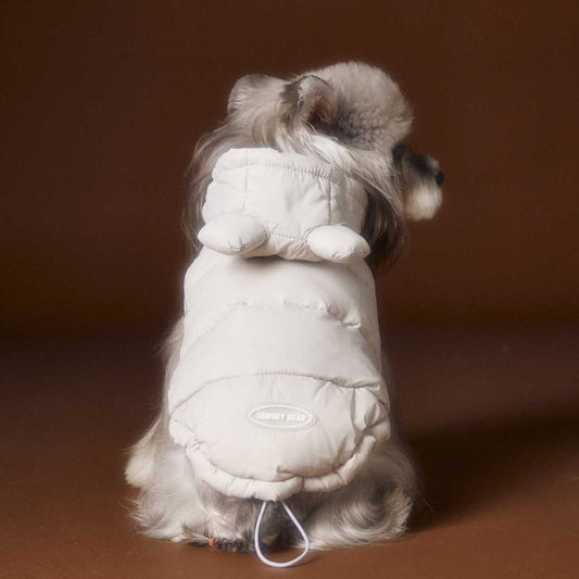 Tawney Bear Bear Ear Zip-Up Down Jacket for Small Dogs (Grey Version)
