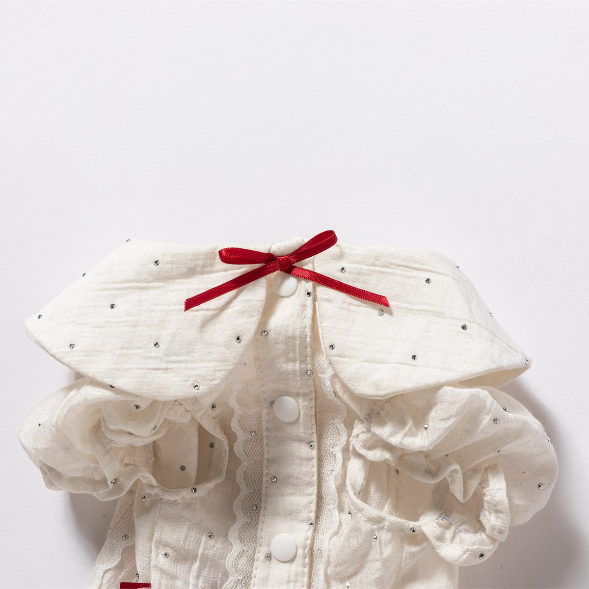 RoiRoi Red Bow Lace-Collar Academy Pet Shirt