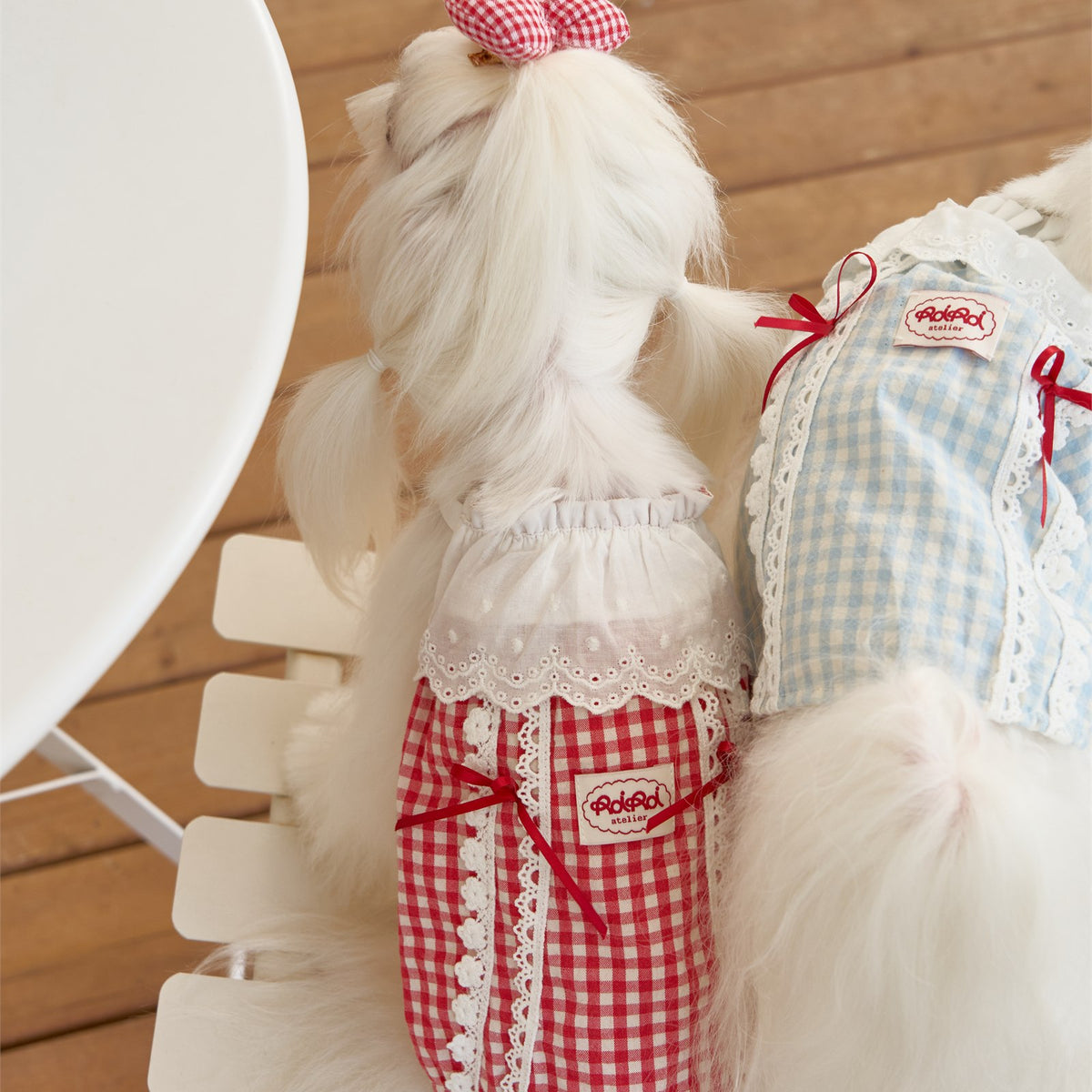 RoiRoi Red Gingham Lace Story Pet Dress