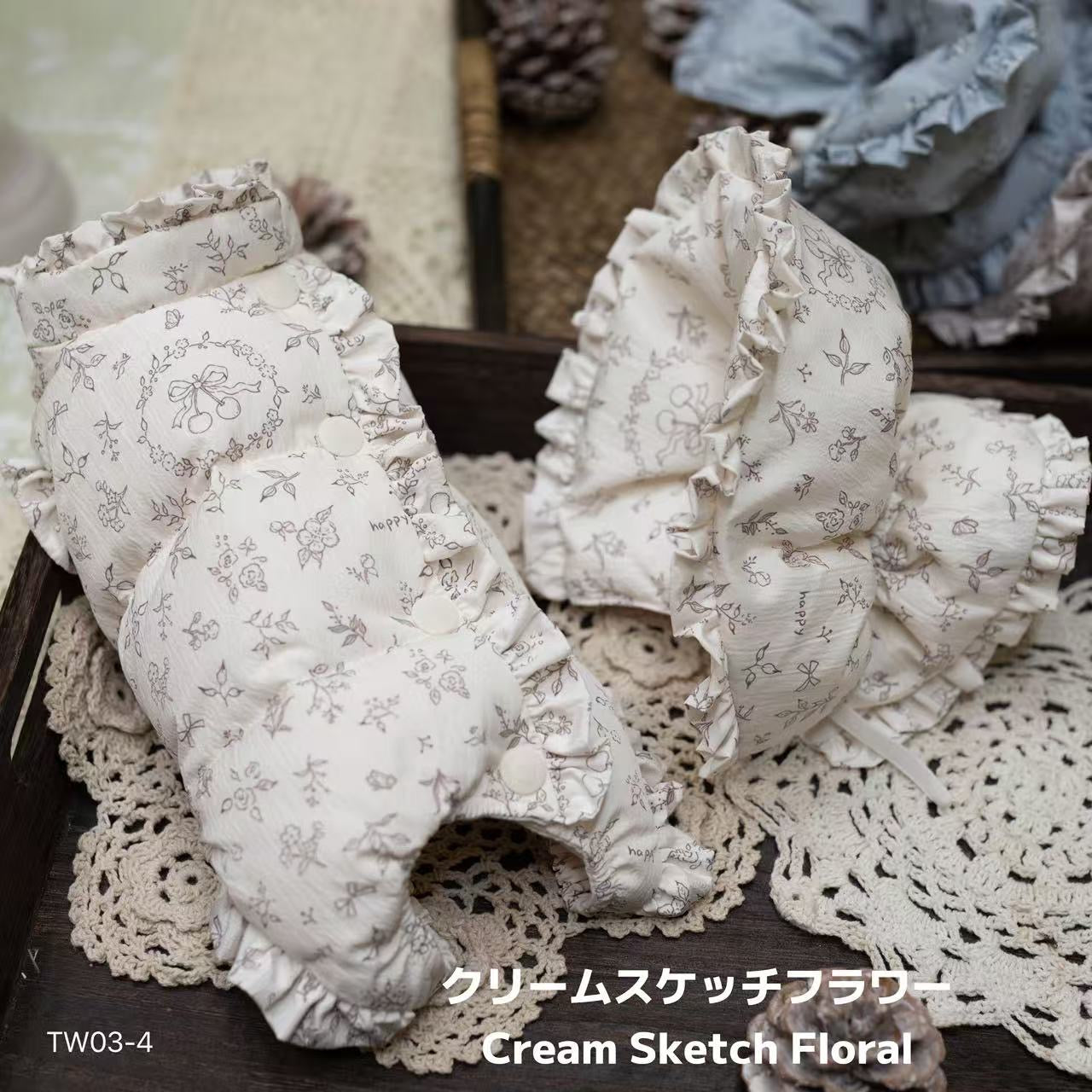 TaniWina Floral Frill Hanging-Leg Down Jumpsuit with 3-Way Neck Warmer – Girls Edition