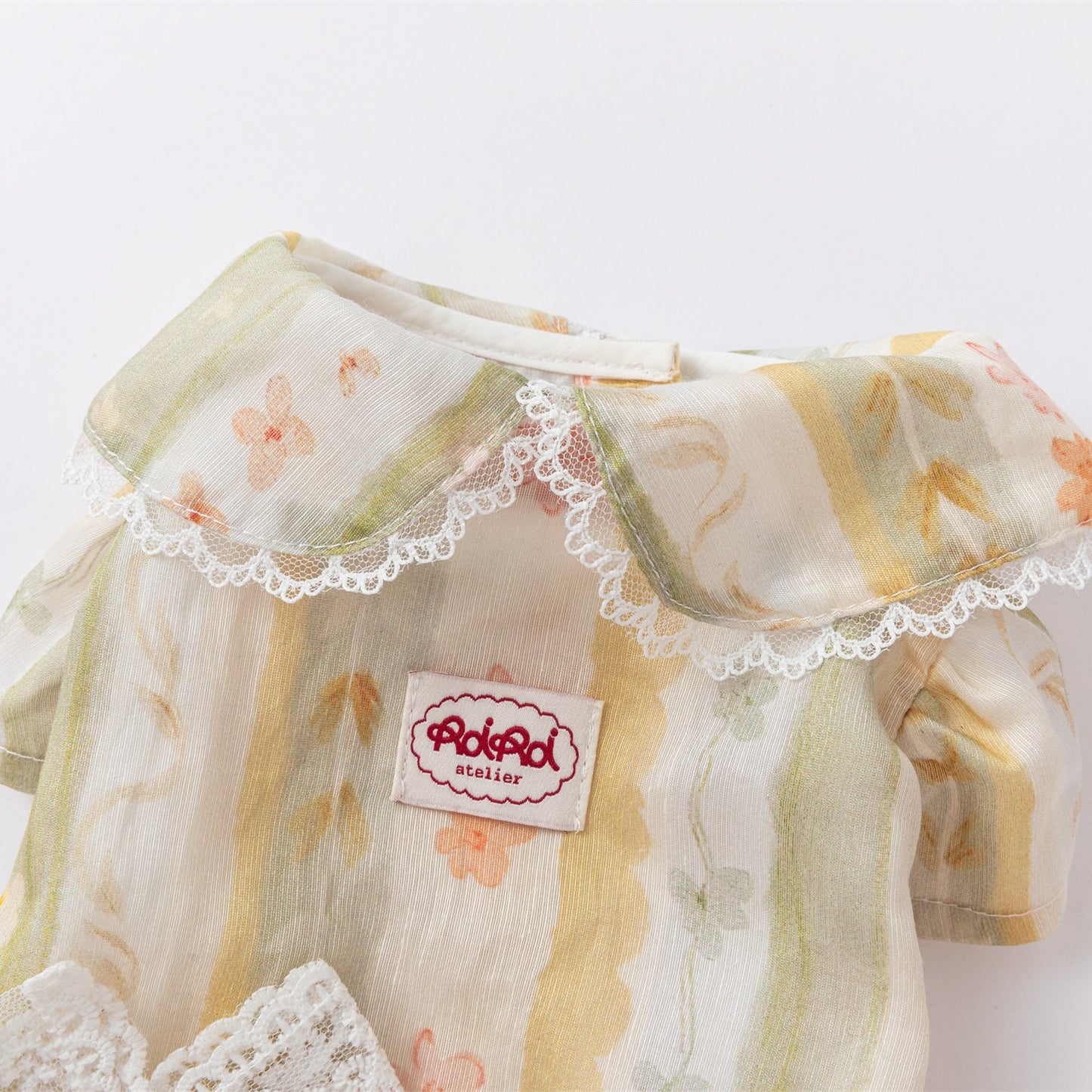 RoiRoi Cream Floral Lace-Bow Pet Dress