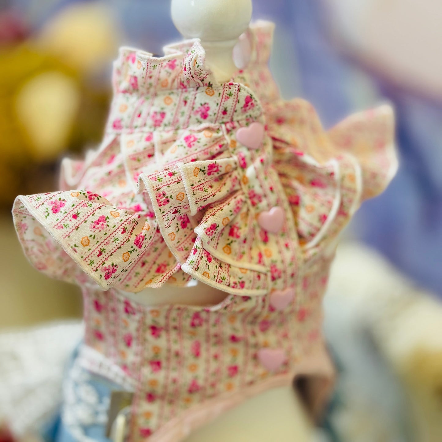 Elsamilu Pink Floral Docking Denim Dress