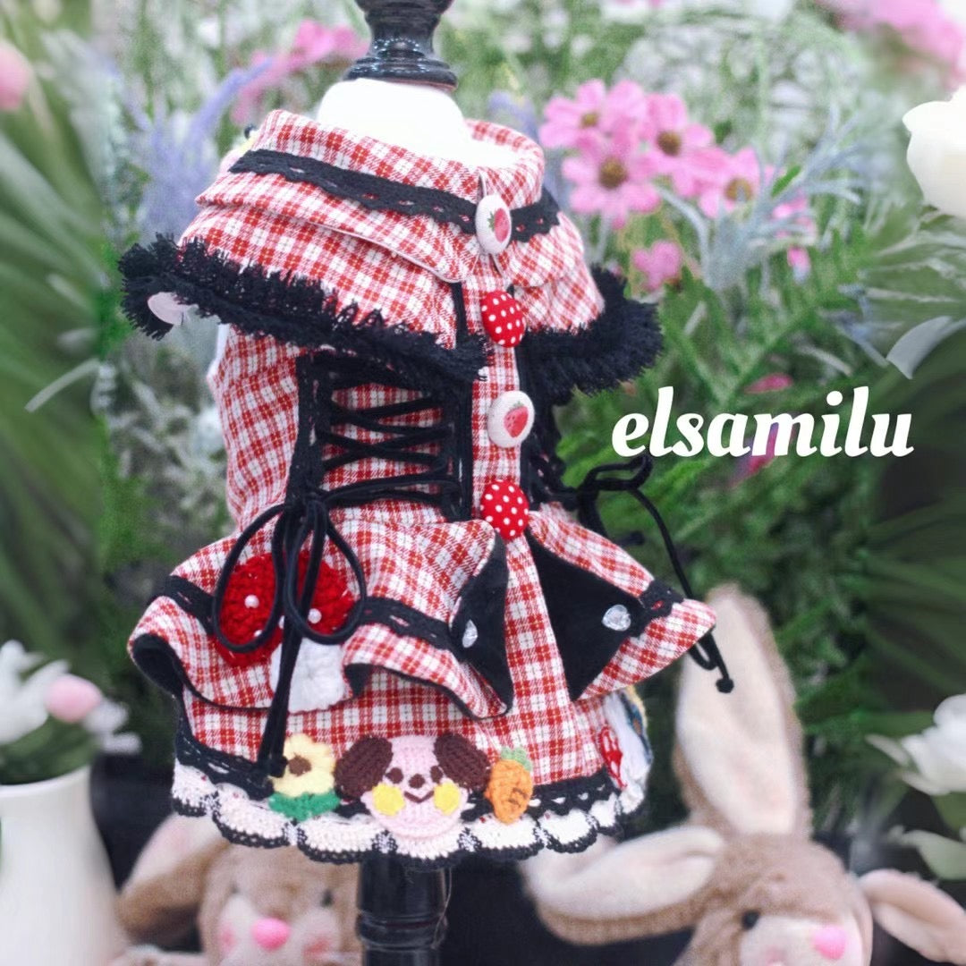 Elsamilu Fairy Tale Check Plaid Coat Dress Red color| メルヘンチェック柄コートワンピース