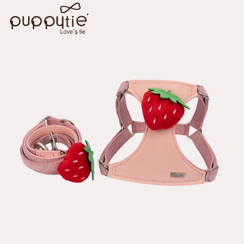 Puppytie ペット用ぬいぐるみフルーツハーネス＆リードセット – 猫犬兼用のかわいいベスト型胸当てハーネス| Plushruit Pet Harness and Leash Set – Cute Vest-Style Chest Harness for Cats and Dogs