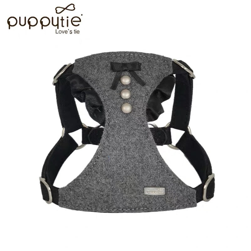 Puppytieトレンディリボン犬猫用ハーネスベスト – 小型犬・猫用 軽量ノープル胸当てハーネス＆リードセット| Trendy Bow Dog & Cat Harness Vest – Lightweight No-Pull Pet Chest Harness & Leash Set for Small Dogs and Cats
