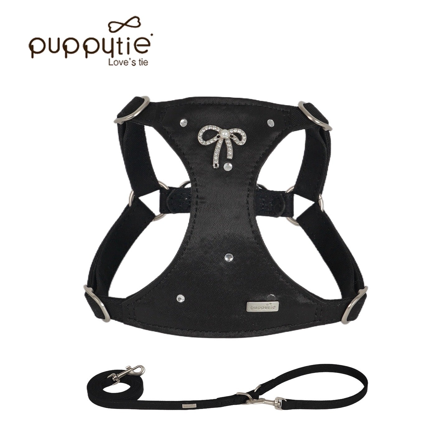 Puppytie猫・犬用ベスト型ハーネス（リボン付き） – お出かけ用ペットリード、首に負担をかけないタイプ| Bowknot Vest-Style Harness for Cats & Dogs – Pet Leash for Outings, No Pull on Neck
