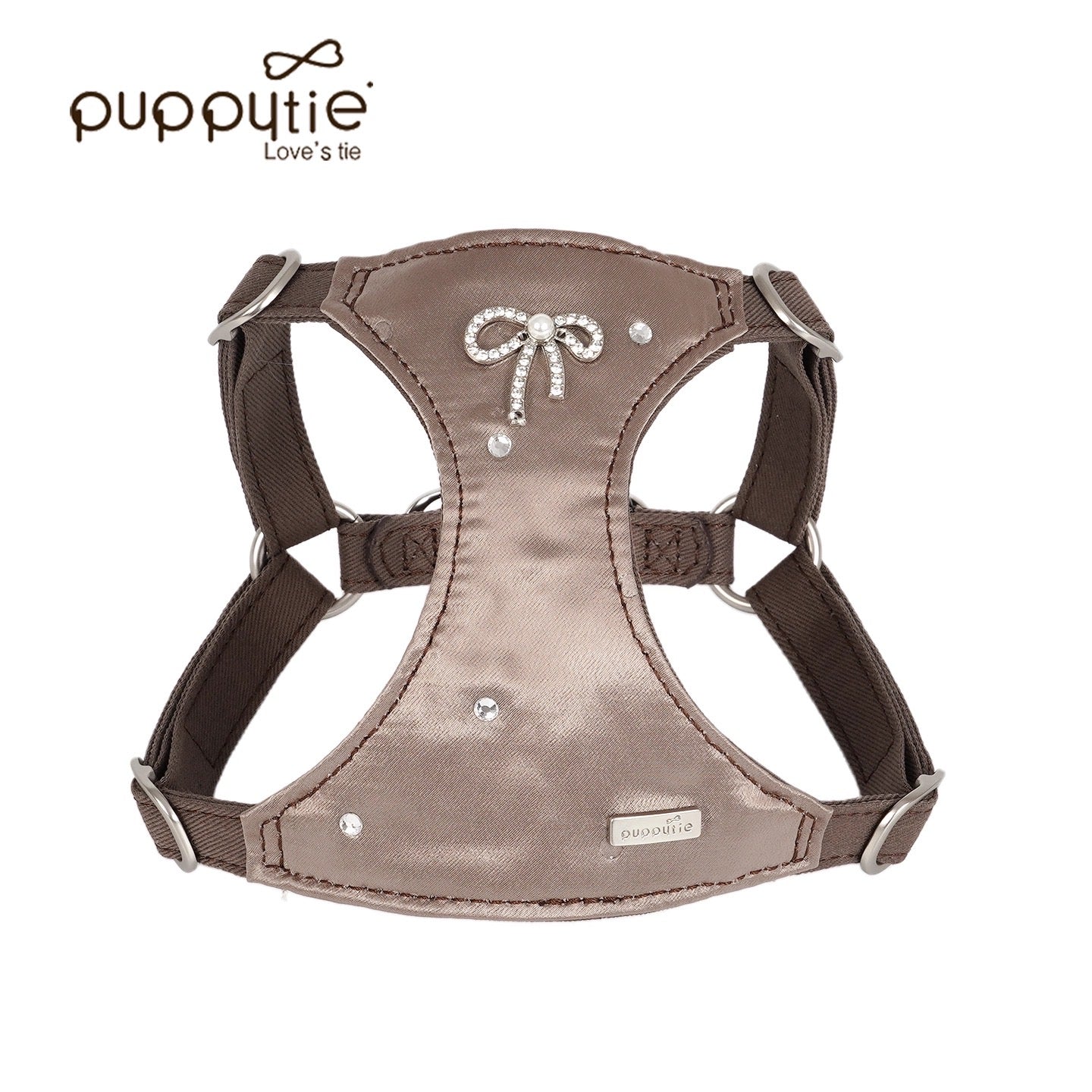 Puppytie猫・犬用ベスト型ハーネス（リボン付き） – お出かけ用ペットリード、首に負担をかけないタイプ| Bowknot Vest-Style Harness for Cats & Dogs – Pet Leash for Outings, No Pull on Neck