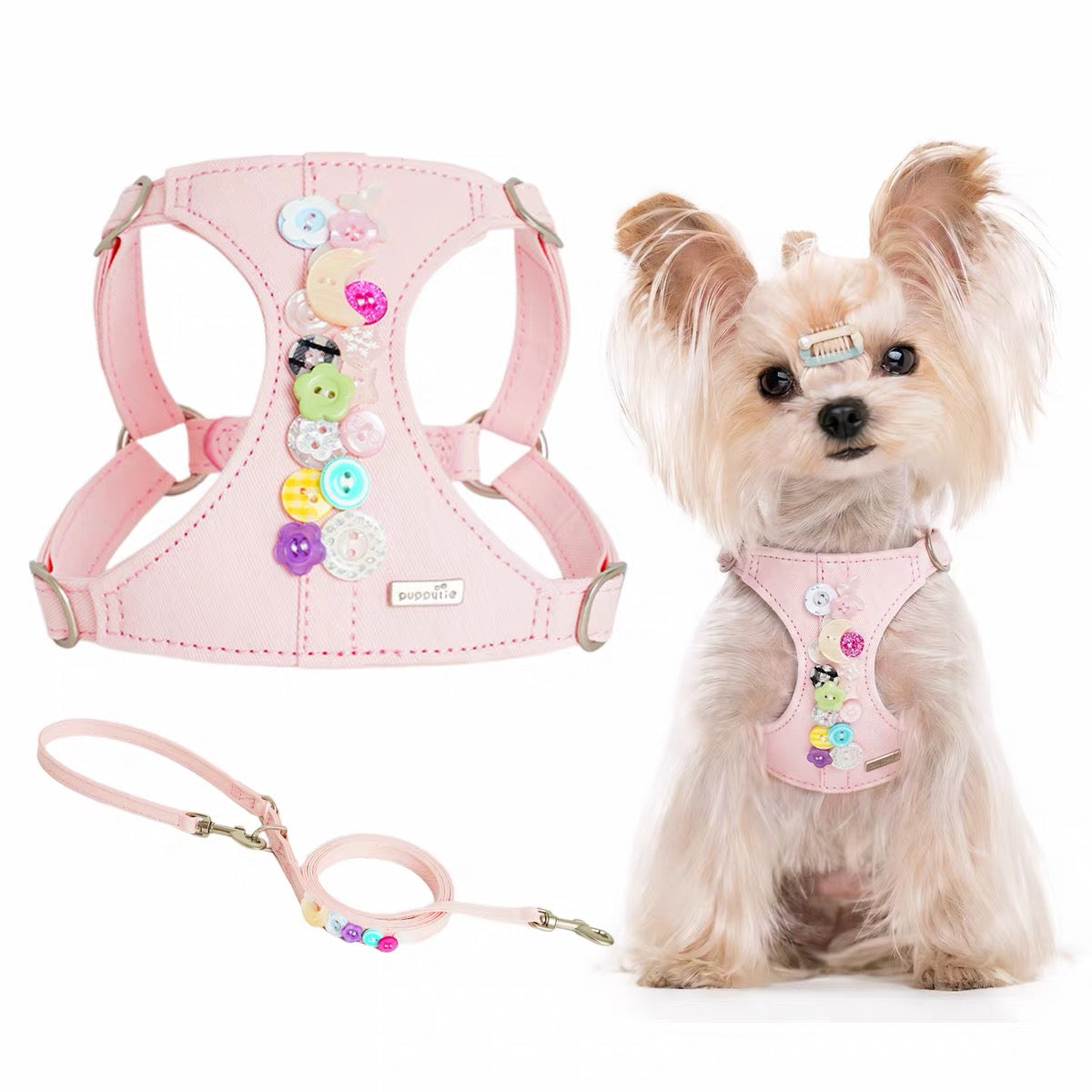 Puppytie Sweet Candy Button No Pull Dog & Cat Harness – Adjustable Vest Harness for Small Pets