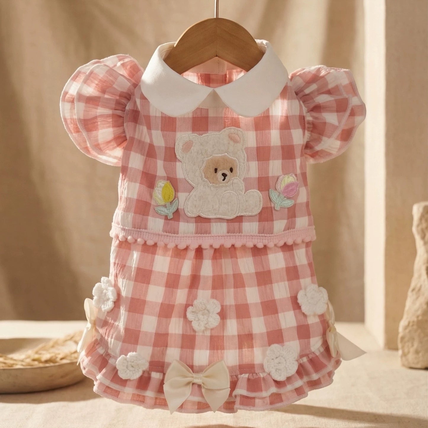 Elsamilu Sweet Bear Gingham Princess Dress