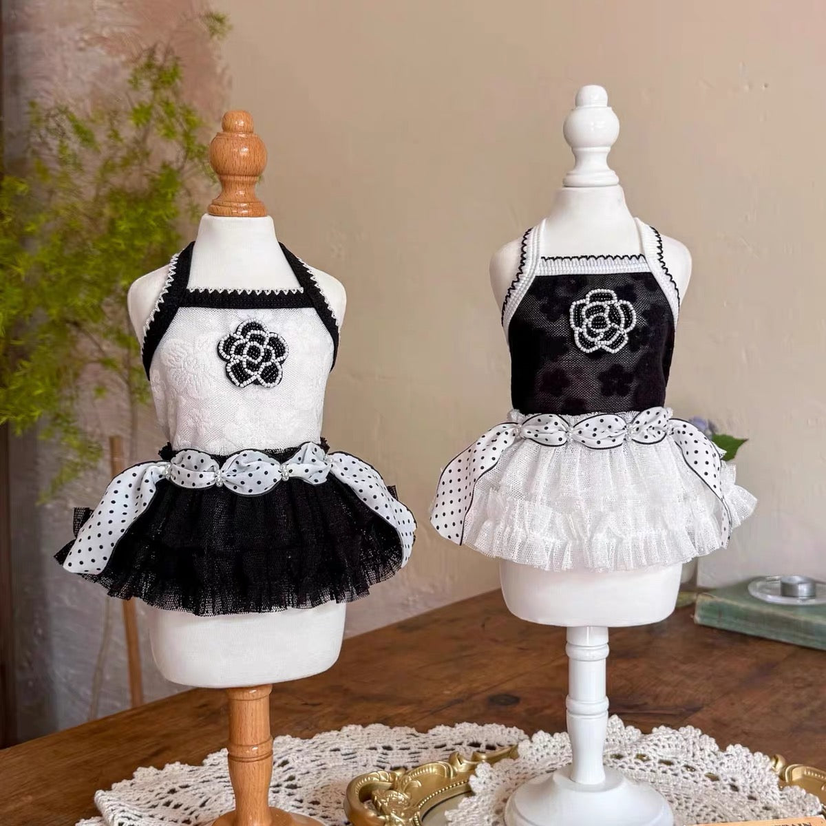 Fancy House Camellia Monochrome Tulle Dress for Small Dogs & Cats