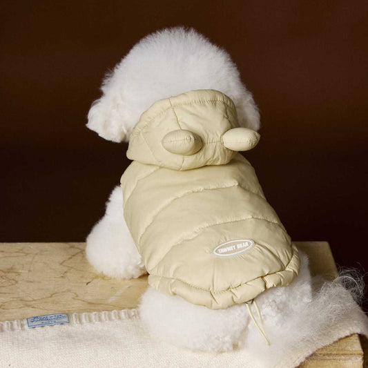 Tawney Bear Bear Ear Zip-Up Down Jacket for Small Dogs (Beige Version)