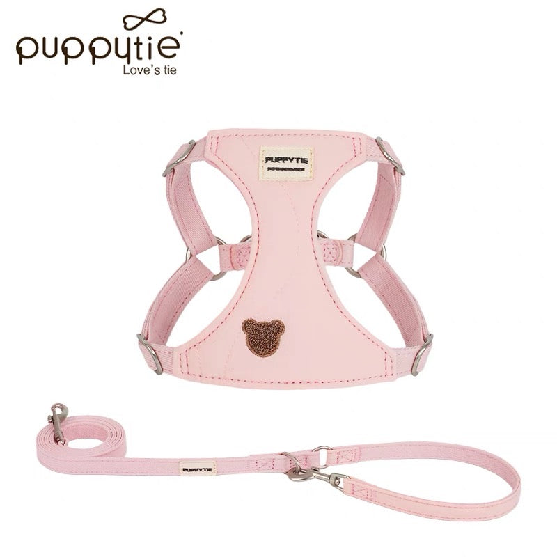 Puppytie Vesty Style Dog Harness-Bichon과 같은 작은 개를위한 사랑스러운 가슴 하네스 및 가죽 끈, 산책 및 외출에 적합합니다.