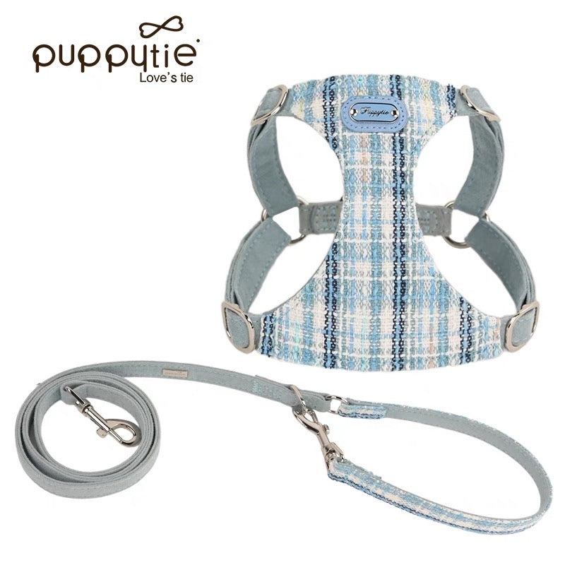 Puppytie Vestスタイルの犬ハーネスリーシュセット - テディやコーギーなどの小犬や中程度の犬や子犬用、散歩や毎日の使用に最適
