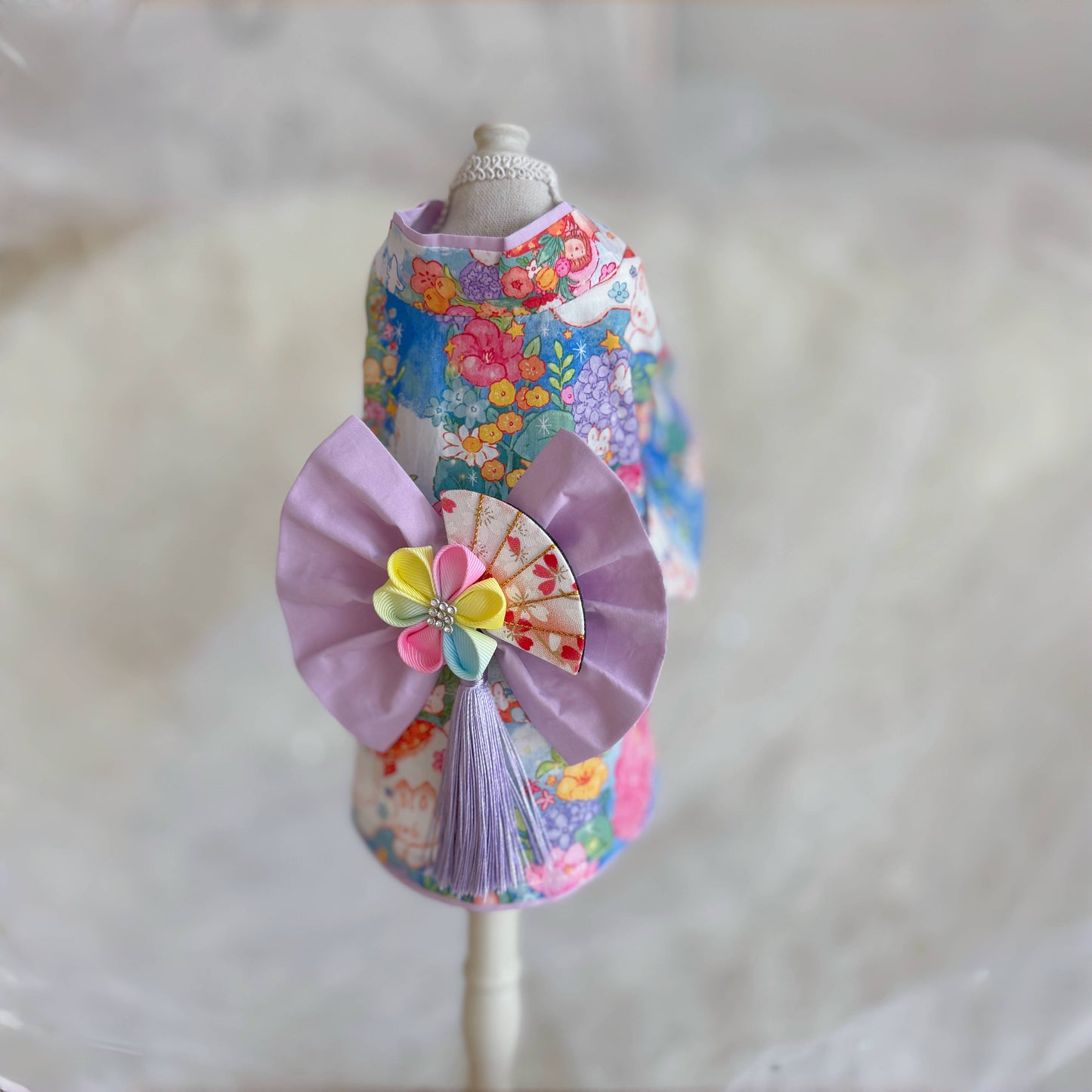 작은 개를위한 Taniwina Hydrangea Pattern Yukata
