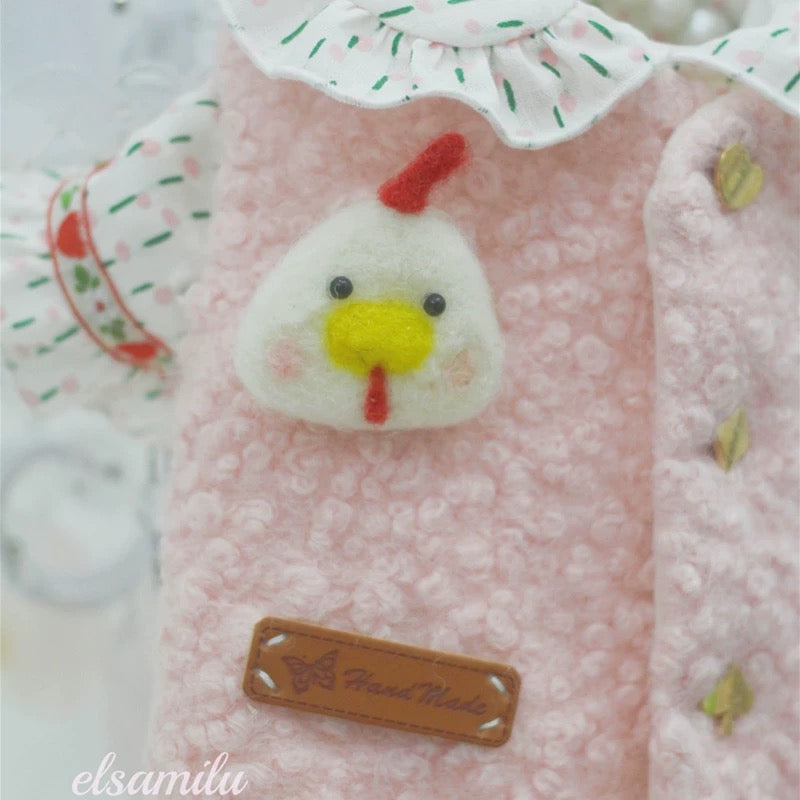 Elsamilu Cozy Chick Vest & Ruffle Shirt Set (Pink)