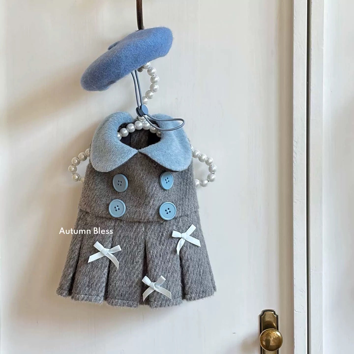 Autumn Bless フレンチウールチェックワンピース＆ベレー帽セット | French Wool Plaid Dress & Beret Set