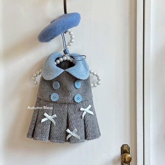 Autumn Bless フレンチウールチェックワンピース＆ベレー帽セット | French Wool Plaid Dress & Beret Set