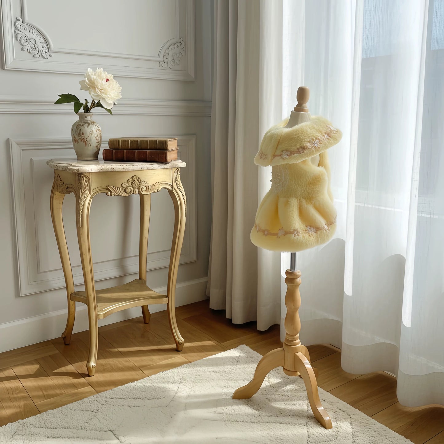 Elsamilu Romantic Yellow Fur Dress