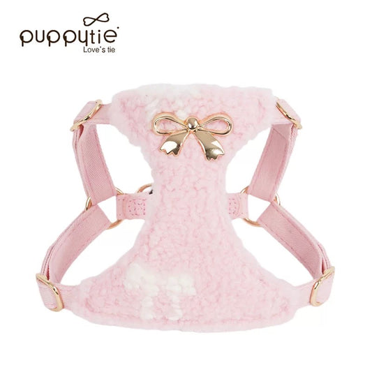Puppytie 犬用ペットハーネス 冬用裏起毛ベスト型ハーネスリード|Winter Fleece Dog & Cat Harness with Leash – Soft Plush Vest-Style No-Pull Harness for Small Pets