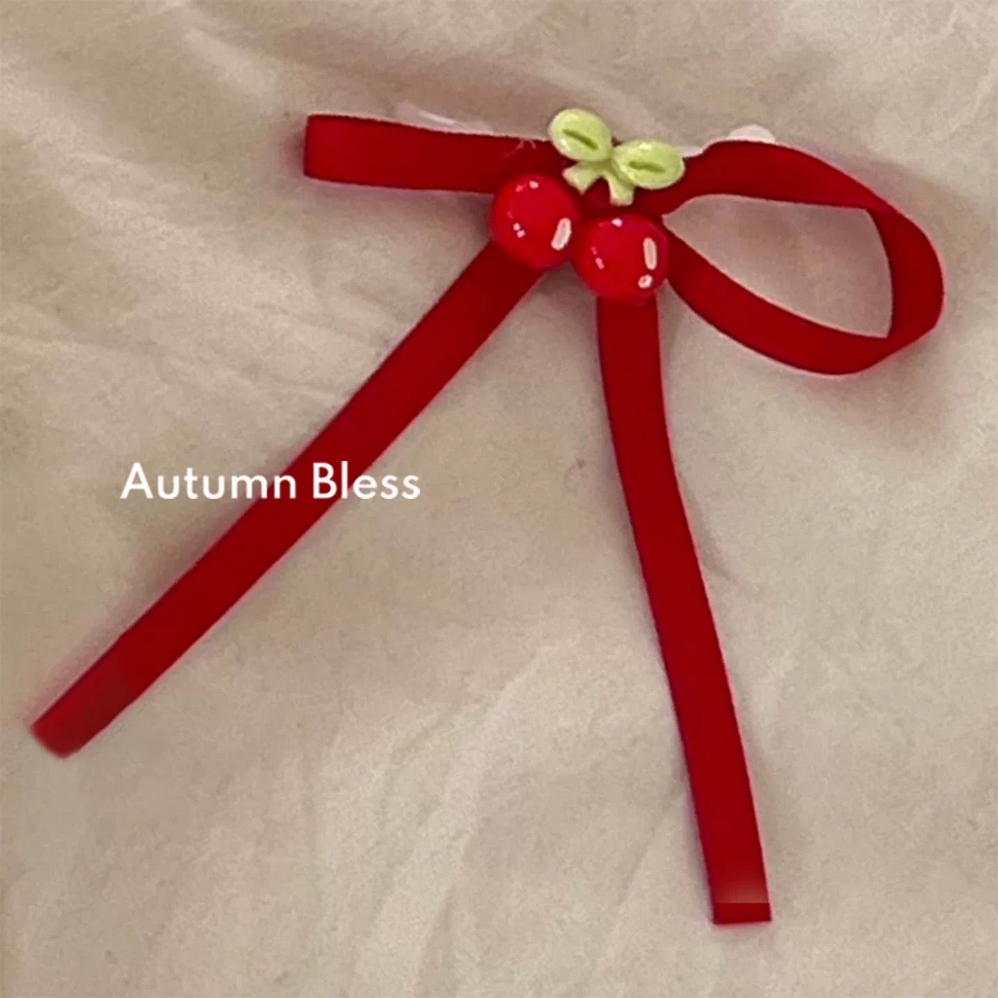 Autumn Bless チェリーリンクコーデTシャツ ＆ デニムサスペンダースカート（ヘアアクセ・バンダナ付き）| Cherry Matching T-Shirt & Denim Suspender Skirt (with Hair Clip or Bandana)| Cherry T-Shirt & Denim Suspender Skirt (Family Matching Outfit)