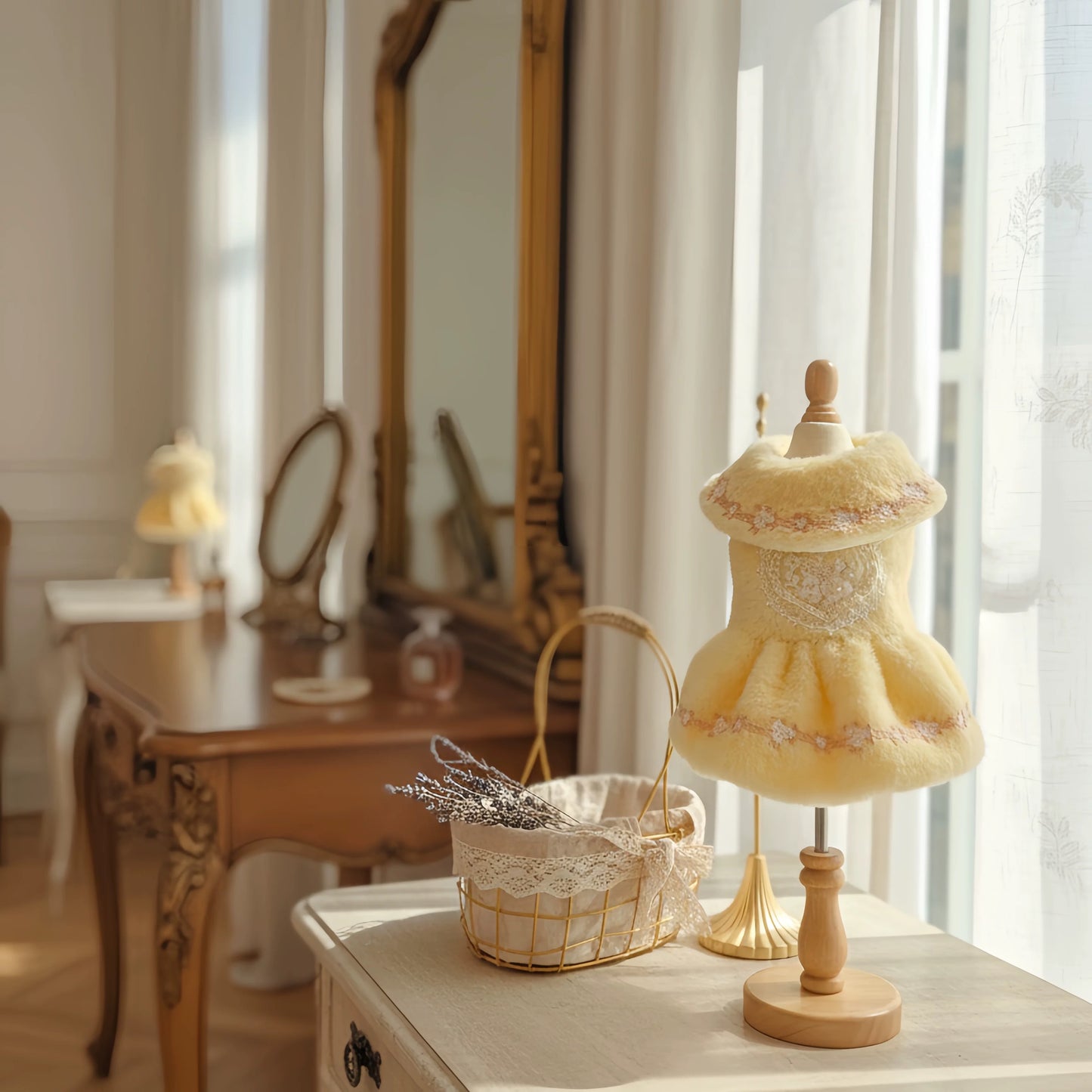 Elsamilu Romantic Yellow Fur Dress