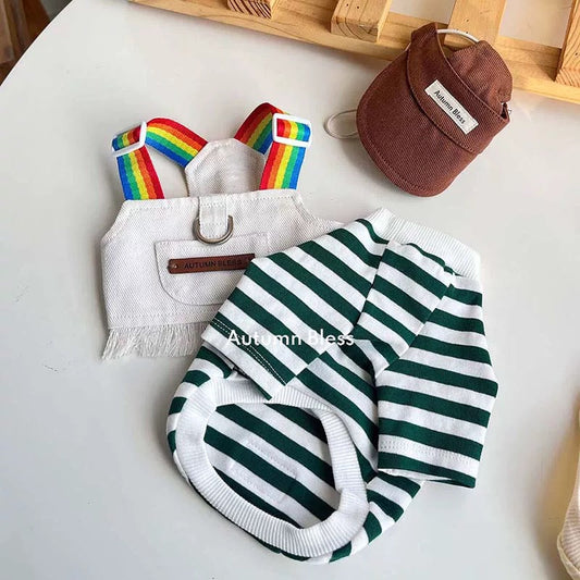 Autumn Bless Breezy Striped Knit Tee &amp; Matching Cap