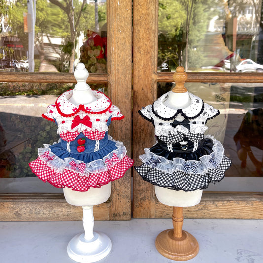 FancyHouse Mimiポム🍎＆Mimiベア🧸 ドールスタイルチェックワンピース