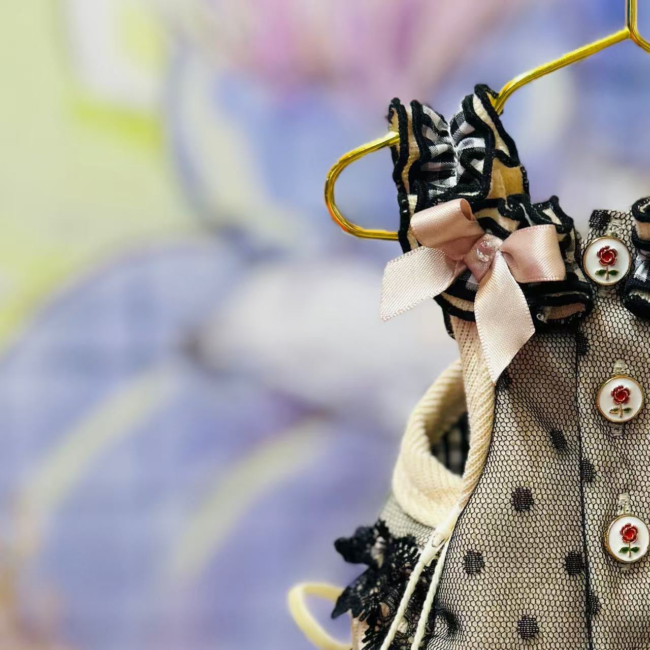Elsamilu Mocha Black Ruffle Dress with Heart & Cherries