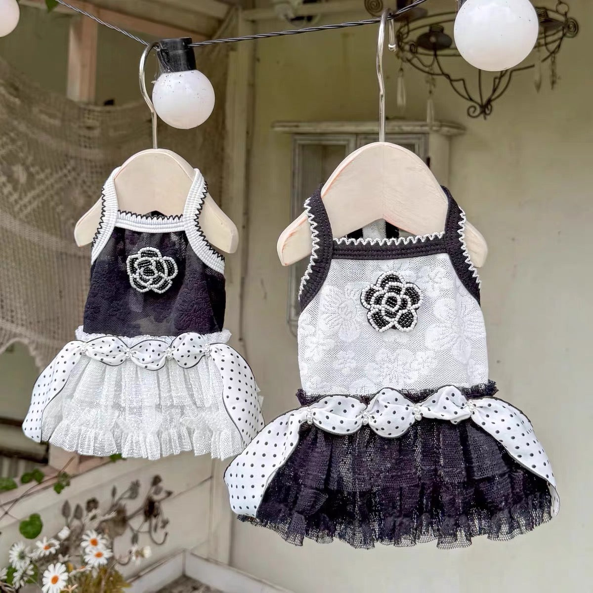 Fancy House Camellia Monochrome Tulle Dress for Small Dogs & Cats