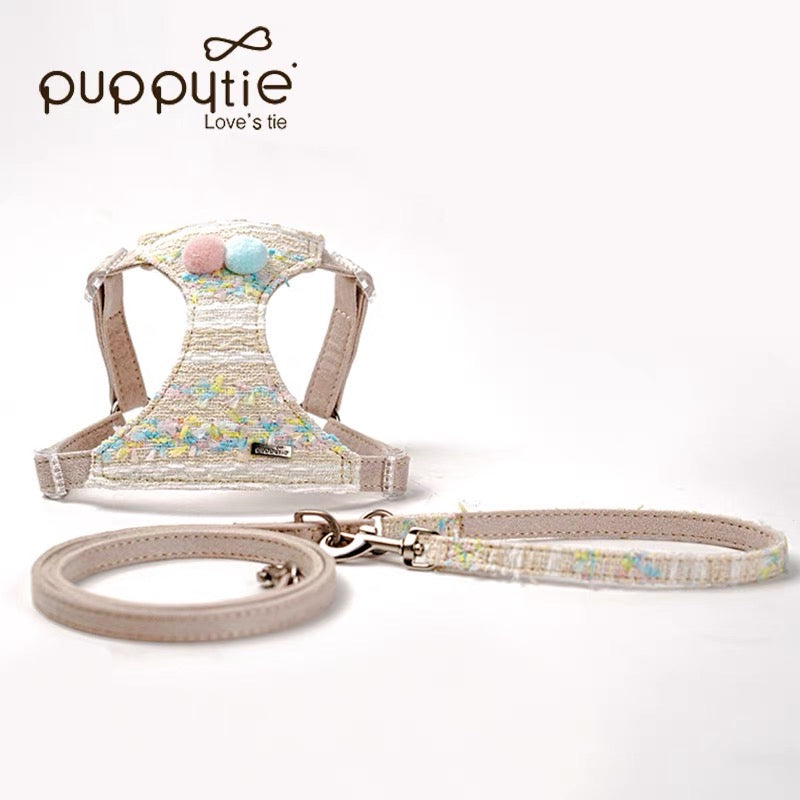 Puppytie 犬用リード 小型犬外出用ハーネス 秋冬限定 | Tweed Dog & Cat Harness – Adjustable No-Pull Vest for Small Pets, Autumn/Winter Collection