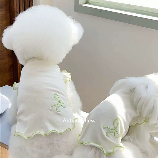 Autumn Bless 天絲リボン刺繍フリルTシャツ（リボン付き）| Tencel Ribbon Embroidered Frill T-shirt with Ribbon