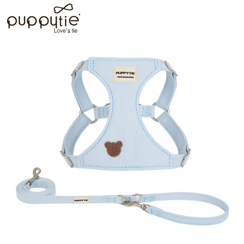 Puppytie Vesty Style Dog Harness-Bichon과 같은 작은 개를위한 사랑스러운 가슴 하네스 및 가죽 끈, 산책 및 외출에 적합합니다.
