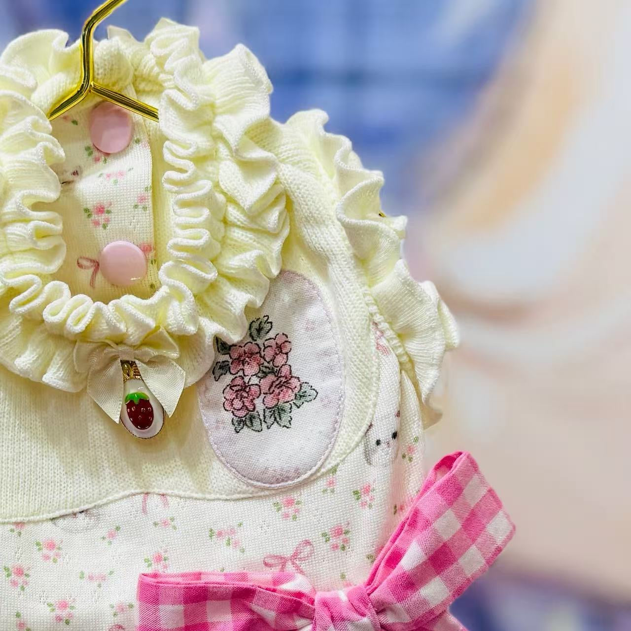 Elsamilu Patchwork Kitty Garden Dress-Pink