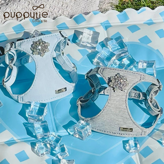Puppytie 犬猫用ハーネス＆リードセット｜夏に涼しい通気性ペットベスト｜Snowflake Fairy Dog & Cat Harness with Leash | Breathable Summer Pet Vest for Small Dogs & Cats