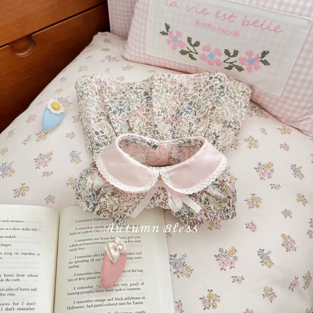 Autumn Bless フローラルドレス ＆ ヘアアクセサリーセット | Floral Dress & Hair Accessory Set