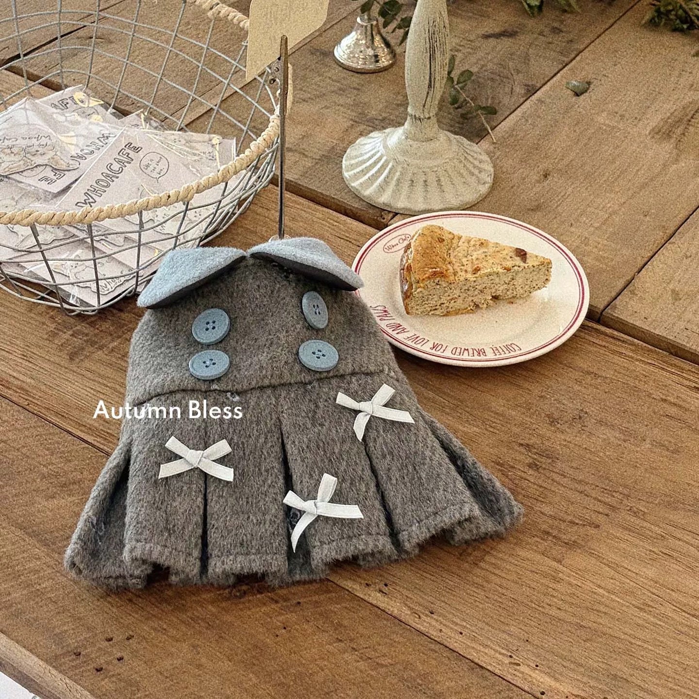 Autumn Bless フレンチウールチェックワンピース＆ベレー帽セット | French Wool Plaid Dress & Beret Set