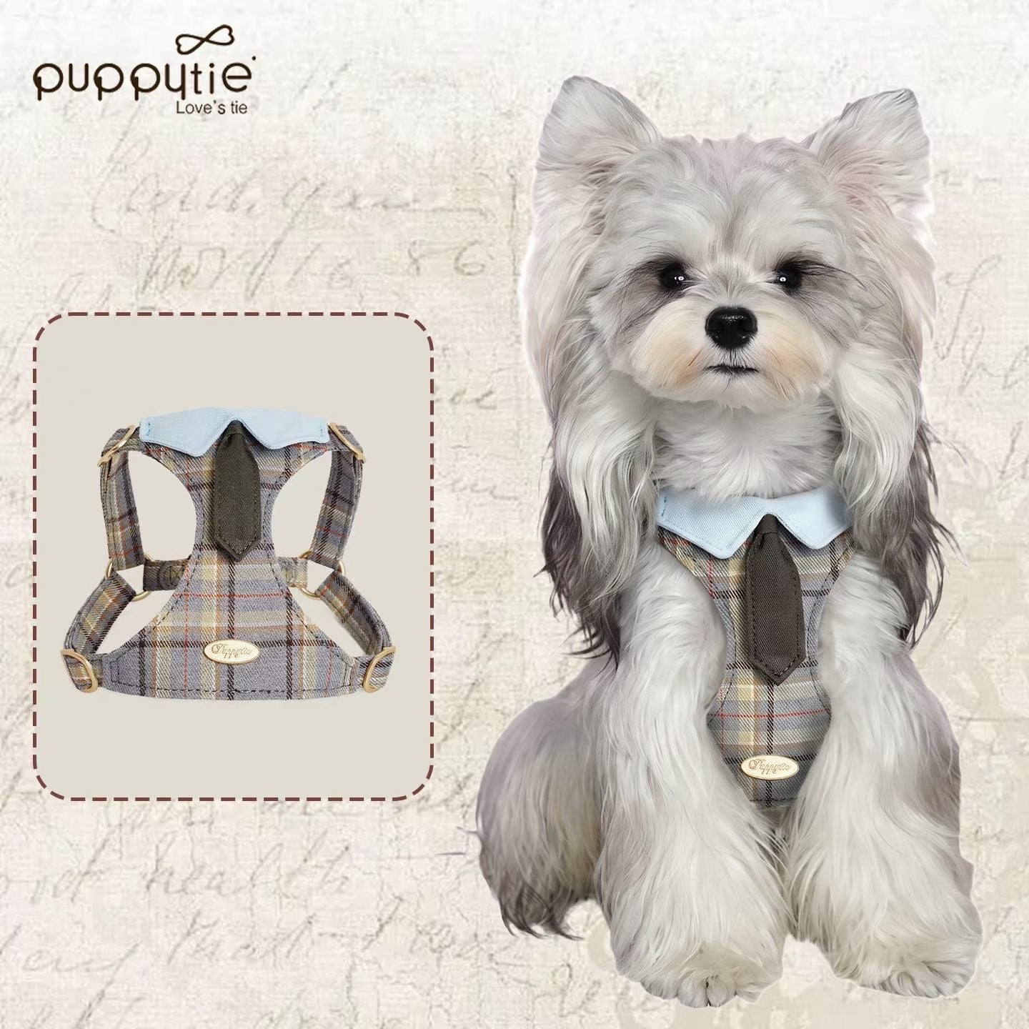 Puppytie Classic Plaid Tie No Pull Dog & Cat Harness