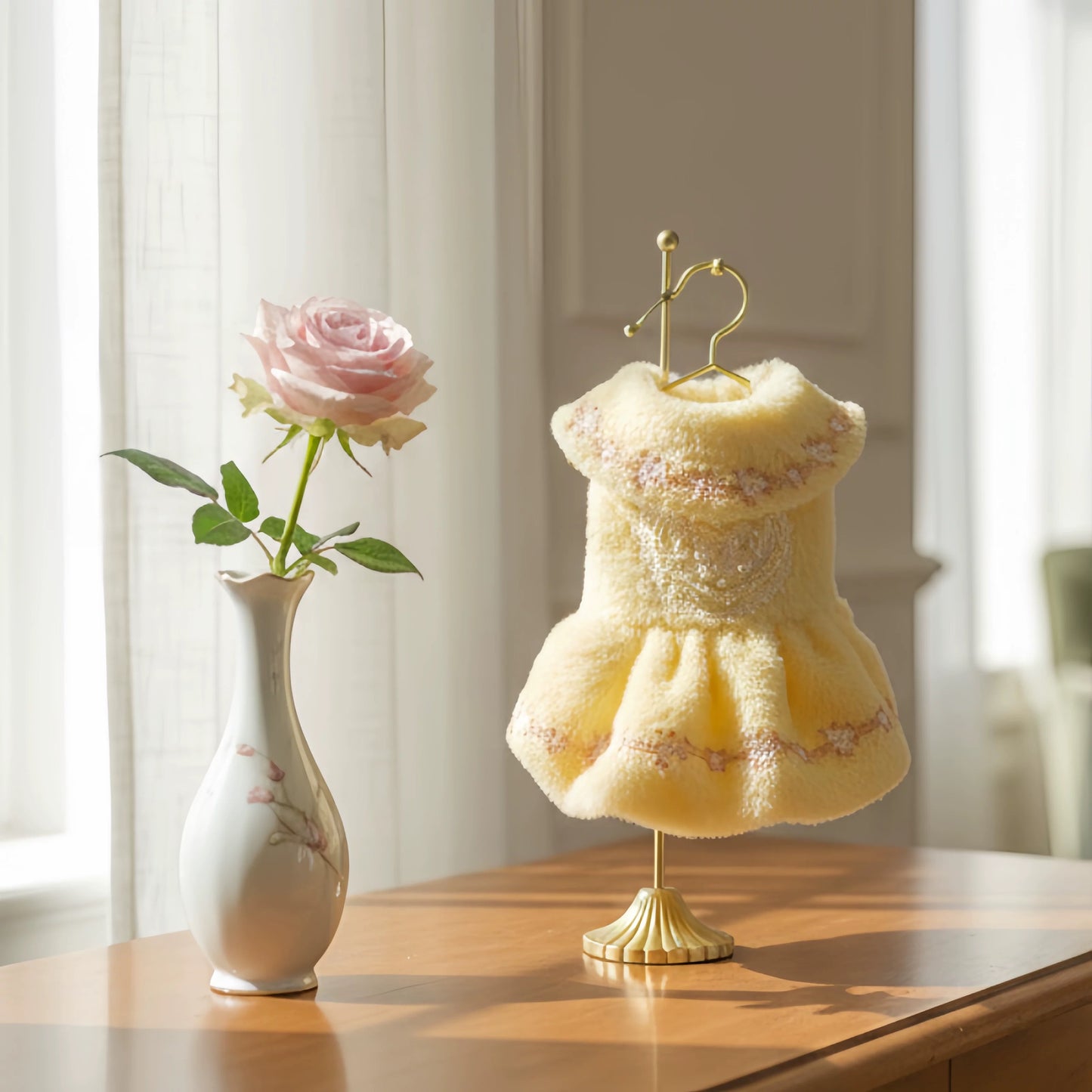 Elsamilu Romantic Yellow Fur Dress