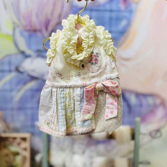 Elsamilu Patchwork Kitty Garden Dress-Baby Pink
