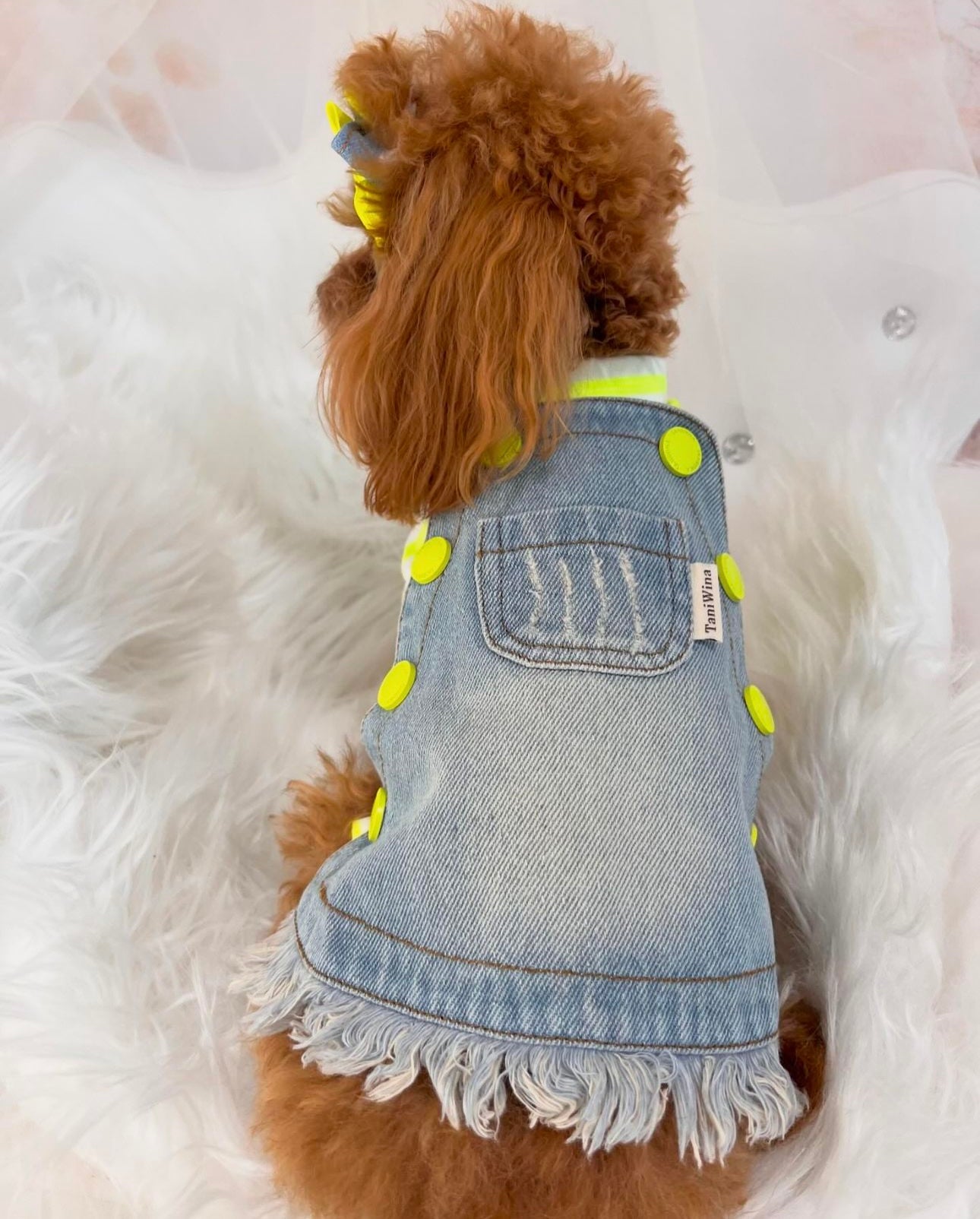 taniwina 형광성 fido denim 드레스 애완 동물 옷을위한 애완 동물 옷