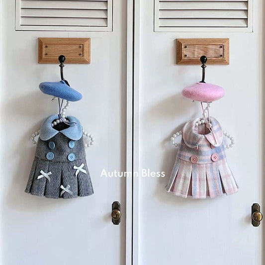 Autumn Bless フレンチウールチェックワンピース＆ベレー帽セット | French Wool Plaid Dress & Beret Set