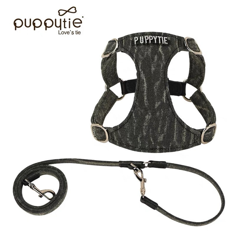 Puppytie Dog Harness Leash 세트-Teddy 및 Corgi와 같은 작은 개를위한 조끼 스타일 조절 가능한 가죽
