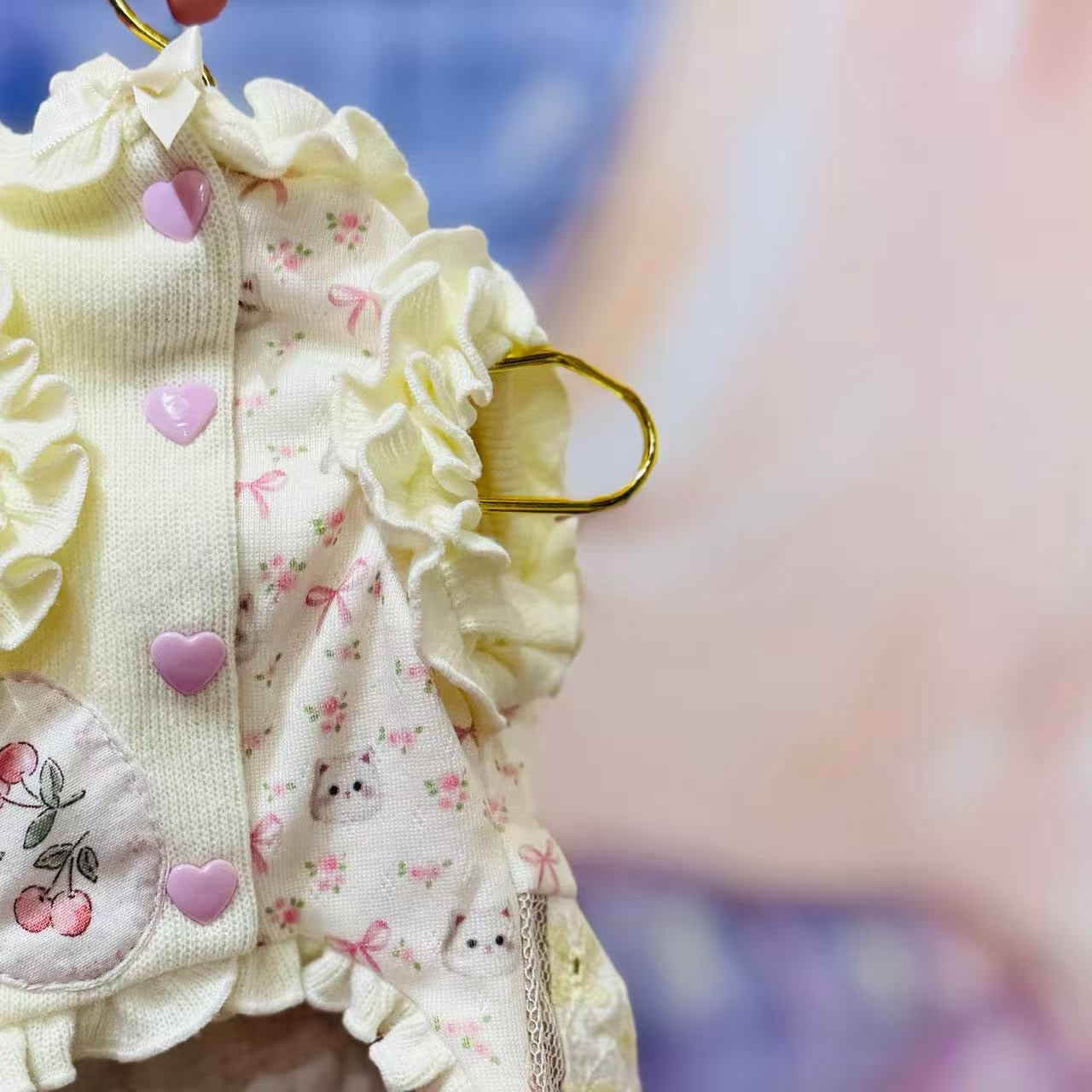 Elsamilu Patchwork Kitty Garden Dress-Pink