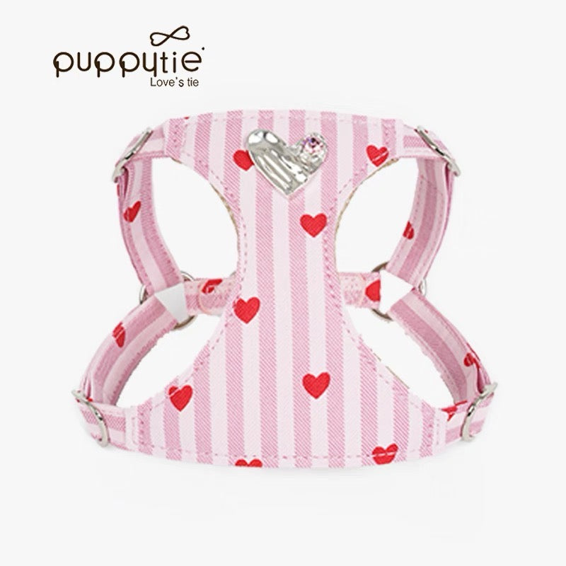 子犬のかわいい子犬のハーネス＆リーシュセット - 安全リフレクターを備えた小さな犬用の通気性ベストスタイルのウォーキングギア