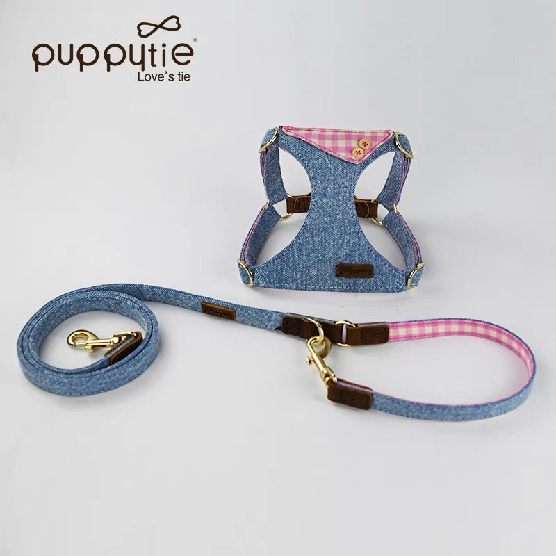 Puppytie Dog Leashベストスタイルのハーネス、小型犬用の調整可能なペットリーシュ、テディ、かわいいペット用品