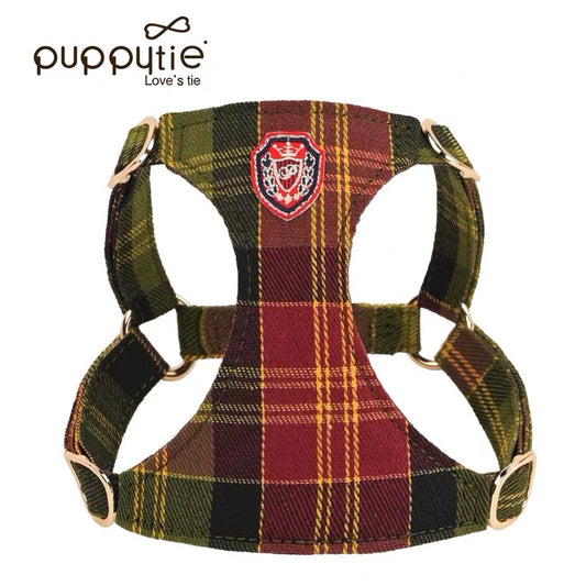 Puppytie チェック柄ドッグハーネス（小型犬＆猫用）– 引っ張り防止ペットベスト（エルゴノミックフィット）|Plaid Dog Harness for Small Dogs & Cats – No-Pull Pet Vest with Ergonomic Fit