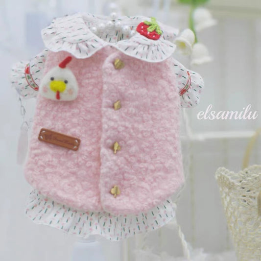 Elsamilu Cozy Chick Vest & Ruffle Shirt Set (Pink)